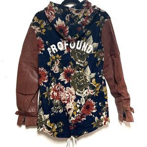Profound Esthetic ROYAL VERSAILLES JACKET Floral NAVY BROWN Leather Womens L